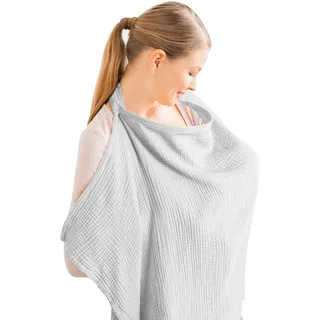 Stillschal Stilltuch Baumwolle Weich Atmungsaktiv Stillschürze Mehrzweck Stillcover für Unterwegs Sichtschutz Stillmutter Nursing Cover Geschenke für Mutter Baby (Grau)