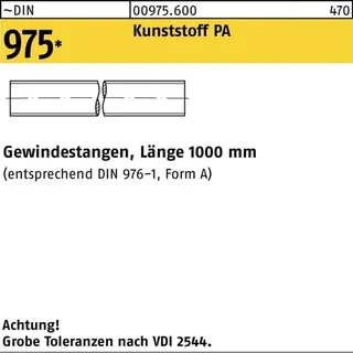 Industrial Quality Supplies DIN 975 Gewindestange VG M8x1000 Polyamid blank