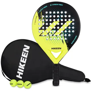 Padel Schläger Erwachsene Padel Racket Padelschläger Tennis Schläger aus Carbon Glasfaser mit Tennisbällen für Teenager Anfänger Fortgeschrittene, 1 Stück