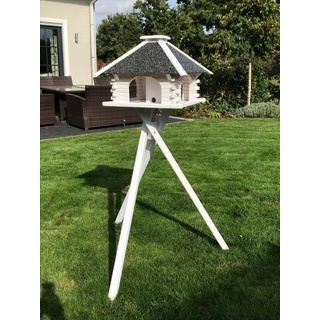 DSH DEKO SHOP HANNUSCH Vogelhaus Vogelhaus, Vogelhäuschen, Futterhaus V 20 Stein weiss mit Vogelhausständer