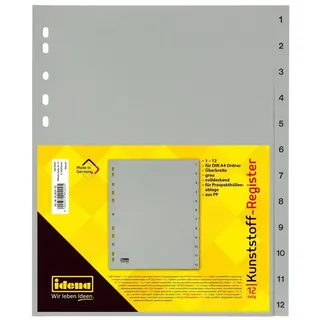IDENA Register 1-12 A4 Überbreite Grau 12 St.