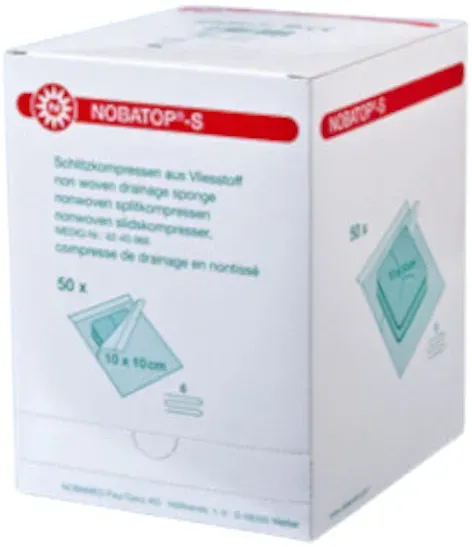 Noba Nobatop-steril S Schlitzkompressen aus Vliesstoff 50 x 2 Stück 5 x 5 cm / 10 Packungen = 500 x 2 Stück