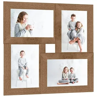 vidaXL Collage Bilderrahmen für 4x(13x18 cm) Fotos Hellbraun MDF