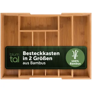 Blumtal Besteckkasten, Eiche, Holz, Echtholz,Bambus, Baum/Pflanze/Natur, 7 Stück Fächer, Rechteckig, 29x5x33 cm, Küchenzubehör, Besteckkästen