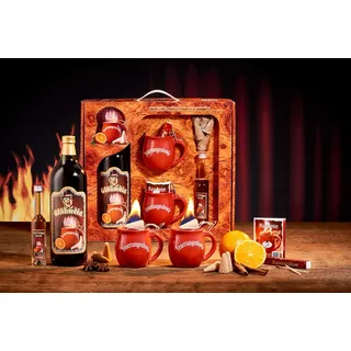 Feuerzangentasse Geschenkset, Wurzelholz, Rot - für Feuerzangenbowle