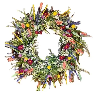 Hilai TüRkranz FrüHling,, Wildblumen-Girlande, dekorative Mehrzweck-Girlande, Bunte Frühlings-Sommer-Girlande für Türen, 13, 78 Zoll, Haustür, Frühlings-Sommer-Kranz 45cm, 919IY821138VXQ2Z