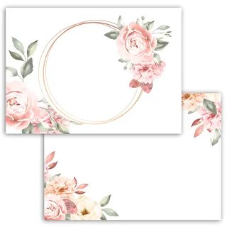 20 x Blanko Karten mit Muster Postkarten Set Selbstgestalten Selbstbedrucken DIY Einladungskarten Rosen Rosa Aquarell Postkarte 2 Seitig Einladung Spiel Geburtstag elegant Glückwünsche Grußkarten A6