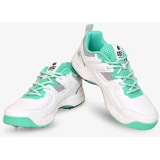 DSC Surge 2.0 Cricket Shoes | White | Multifunction with Metal Spikes | for Boys and Men | 6 UK, 7 US, 40 EU