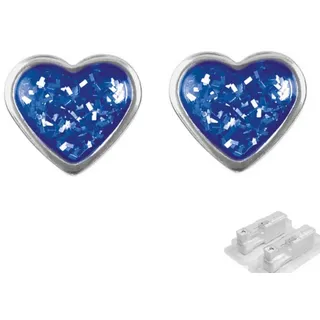 Studex Paar Ohrstecker Medizinische Ohrstecker: Erstohrstecker Studex 75 „Glitter Herz“ blau|silberfarben