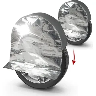 Walser 2x Reifen-Thermoabdeckung, 2 Stück Radschutzhüllen bis 17 Zoll/195mm, Radabdeckung-Set, Reifentaschen-Schutzhülle, Reifenabdeckung silber