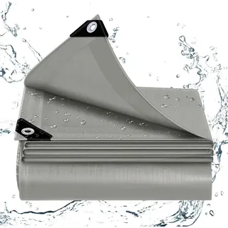 Woltu Abdeckplane wasserdicht Plane mit Ösen 140 g/m2 PE Schutzplane UV-beständig : Grau 2x2 m Farbe: Grau Größe: 2x2 m - Grau