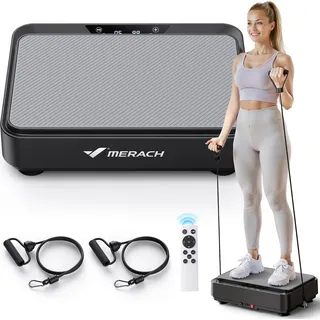 xdailuyyds Vibrationsplatte Sportgerät mit Bluetooth, Fitnessgeräte, Vibrationsgeräte für Ganzkörpertraining zu Hause, LCD Rüttelplatte+Fernbedienung+2 Widerstandsbänder Schwarz