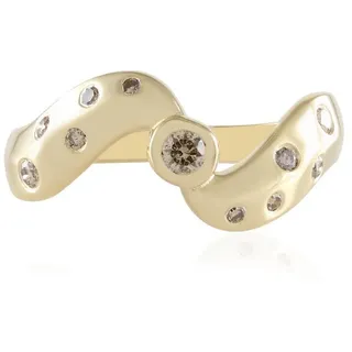 Cavill Diamantring Cavill Damenring 0,23 ct Champagner Diamant, vergoldet, Wellen (1-tlg) braun|silberfarben 63
