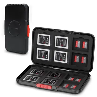 Pop-Up-Stil XQD Cfexpress Typ-B-Kartenhülle, 36 Steckplätze, Speicherkartenhalter für 12 XQD Cfexpress Typ-B-Karten und 24 Micro-SD, SDXC, SDHC, TF-MSD-Karten, tragbares, schlankes