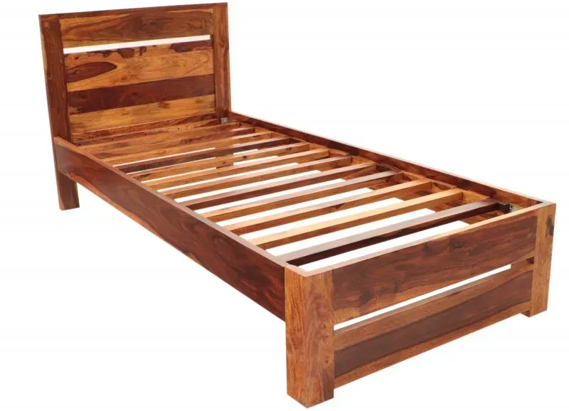 Bett Gani 90x200 aus indischem Sheesham-Massivholz
