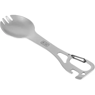 M-Tac Outdoor Spork aus Edelstahl mit Karabiner – 2-in-1 Campingbesteck Löffel-Gabel Kombi für Trekking, Wandern, ultraleicht & kompakt für Outdoor Survival Essbesteck mit Karabinerhaken