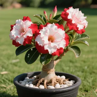 Wüstenrose/Adenium obesum/Sukkulent Wüstenrose/Zimmer Wüstenrose-Mehrjährig winterhart,Herbstpflanzung für Frühlingsschönheit-3 Rhizome-E