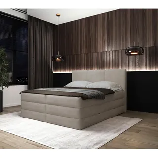 Roller Boxspringbett - creme - H2/H3 - inklusive Topper - 180x200 cm