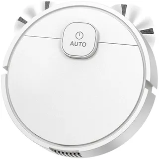 Mini-Roboter-Staubsauger für kleine Räume, 16 cm, kompakte Kehrmaschine mit doppelseitigen Bürsten, Kunststoffgehäuse, weiß/schwarz, ideal für Wohnungen, Weiß (wiederaufladbar))