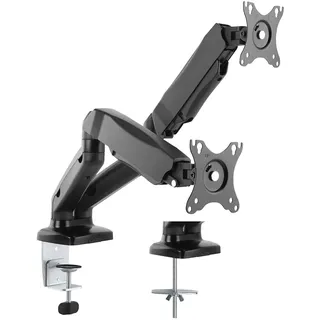 Value Dual LCD-Arm, Tischmontage, Gasfeder, 5 Gelenke, 12-27 Zoll, bis 2x 6,5 kg, schwarz