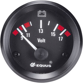 EQUUS 842060 Kfz Einbauinstrument Voltmeter Messbereich 9 - 17 V Standart Gelb, Rot, Grün 52 mm