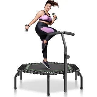 Vevor Faltbares Mini-Trampolin Fitness-Rebounder 1384 mm 205 kg belastbares Tainingstrampolin, Rebounder Trampolin Gartentrampolin mit 3-stufig höhenverstellbarem Schaumstoffgriff & 44 Spanngurten