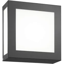 CMD Creative Metalldesign Außenwandleuchte, IP44, quadratisch, 22 x 22cm, mit MW-Bewegungsmelder, E27, Edelstahl / Opalglas, anthrazit CMD-18/BM