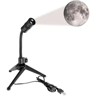 Projektor Mond und Erde 360° auf Stativ – Projektionslampe aus Aluminium + ABS, kristallklar, mit großer Entfernung, 7 x 19,6 x 6,2 cm mit USB-Kabel