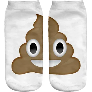 Fringoo® Lustige Socken für Mädchen und Jungen, knöchelhoch, sportlich, Emoji-Socken, für Kinder, Teenager, Fitness, Laufen, 3–6 Gr. One size, Emoji Kacke - Einheitsgröße