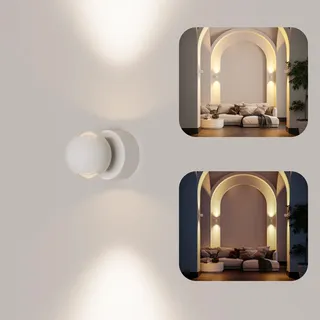 NEONA PONTOS LED Wandleuchte – dimmbar per Fernbedienung, warmweiß (2700 K), CRI 96, 360° drehbar, hochwertige Aluminium‐Glas Bauform, Designer‐Licht, 8 cm Durchmesser (Weiß)