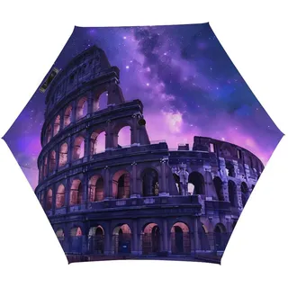 Reise-Regenschirm mit Motiv: Rom, Italien, berühmtes antikes Wahrzeichen, für Regen, winddicht, 5-fach faltbar, tragbar, kompakt - One Size