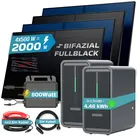 SUNNIVA® 2000W Balkonkraftwerk mit 4.48 kWh Speicher MARSTEK 2x B2500-D, BIFAZIAL FULLBLACK komplett Steckdose, PV Solaranlage Komplettset mit Solarspeicher, 4x 500W N-Type Glas Bifacial Module
