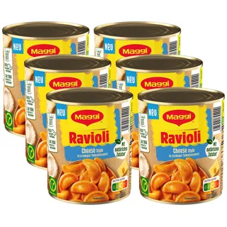 MAGGI Ravioli Cheese Style, vegetarische Nudeln mit Ricotta-Käsefüllung in cremiger Tomatensauce, 6er Pack (6 x 800g)