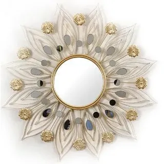 SYLUOQP Dekorative Wandspiegel Sonne Unikat aus Glas, Metallrahmen Gold, Runder Sonnenspiegel, Moderner Dekospiegel, Design Hängespiegel, Wandbehang Flurspiegel Schminkspiegel Spiegel,100cm