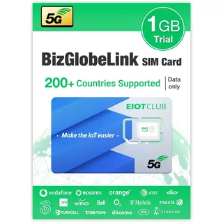 EIOTCLUB Prepaid SIM für Reisen, BizGlobeLink Daten-SIM-Karte Internationale Nutzung in 200 Ländern, nur Daten, 5G/4G LTE, Ohne Vertrag, Nachfüllbar, für Handys, WLAN-Router & Tablets