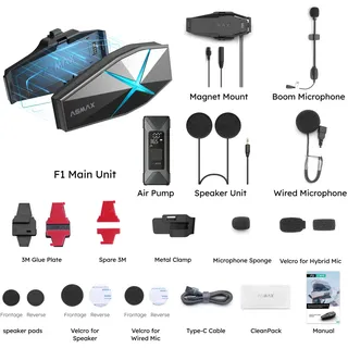 Gegensprechanlage Mesh Motorrad AI Voice HD 45 mm Lautsprecher 1350 – 45g – 15V