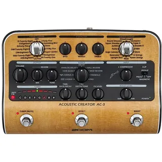 ZOOM AC-3 Acoustic Creator – Stereo DI-Box und Effektpedal für akustische Gitarren, Modelling verschiedener Korpusformen, Kompressor, Effekte, Stimmgerät für Studio & Bühne