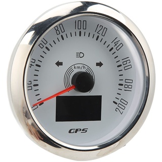 GPS-Tachometer 3 in 1 200 Mph 85 Mm 9-32 V 7-farbiger Tachometer mit Hintergrundbeleuchtung, 932 V GPS-Tachometer 3 in 1 200 Mph Antibeschlag Universal für Boot Auto Wohnmobil (Weißes Zifferblatt)