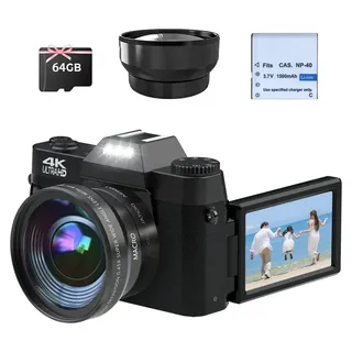 taichaeu Digitalkamera 4K 48MP Schwarz