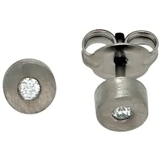 JOBO Paar Ohrstecker Ohrringe Titanohrringe 5 mm, Titan mit 2 Diamanten silberfarben