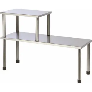 Edelstahl Küchenregal für die Arbeitsplatte - 45 x 31 cm - Küchen Organizer mit 2 Etagen - Gewürzregal Standregal Küchengestell klein 2 Ablagen Mini