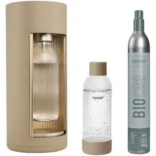 MySoda Glassy Beige + Glasflasche + PET-Flasche + CO2-Zylinder 