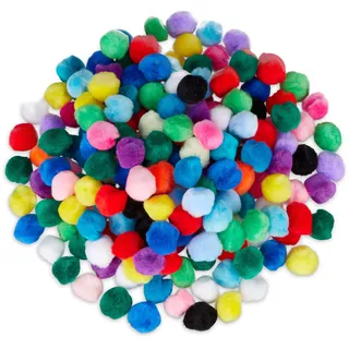 Relaxdays Pompons bunt 200er Set Blau,Grün,Rot