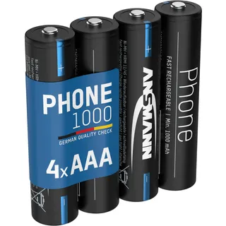 Ansmann Telefon AAA, 1000 mAh NI-MH 1,2V, 4 Stück, wiederaufladbar,