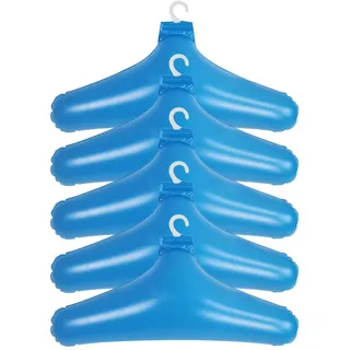 Gvblkq Aufblasbarer PVC-Kleiderbügel, Reisebügel, PVC-Tuch, Luftbügel, winddicht, runde Schulter, Metallhaken, rutschfester Wäscheständer für drinnen und draußen, Blau