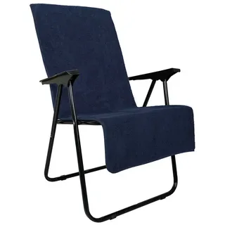 Laynenburg Handtuch Frottee Schonbezug für Gartenstuhl 100% Baumwolle blau, Baumwolle (1-St), Handtuch-Bezug Hochlehner - Stuhl-Bezug mit Umschlag für Campingstuhl blau