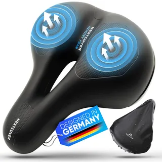 NEXTCOVER NEXTCOVER® Fahrradsattel Damen & Herren mit [Airflow] Vertiefung für maximalen Fahrkomfort I Ergonomischer Memory Foam Fahrrad Sattel mit optimaler Luftzirkulation Fahrradsattel Pro) - Schwarz