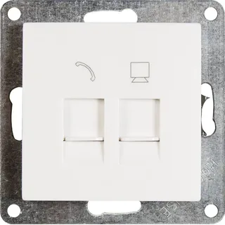 McPower RJ45 + RJ11 Dose McPower "Flair" für ISDN, Cat, UP, weiß, matt - Weiß