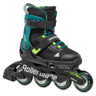 Rollerblade Microblade XT (Rollen: 72mm/80A, Kugellager: SG5) schwarz/petrol/grün Kinder