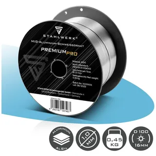 STAHLWERK Schweißdraht MIG MAG Aluminium ER4043 AlSi5 1,0 mm 0,45 kg Drahtrolle